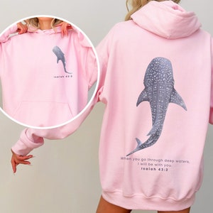 Whale Shark Hoodie Beachy Hoodie Shark Hoodie Coconut Girl Front and Back Design Christian Crewneck Faith Over Fear Surf Hoodie Beach Hoodie