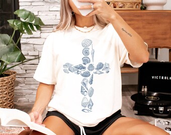 Beachy Shirts Ocean Inspired Style Coconut Girl Clothes Faith Over Fear Mermaidcore Ocean Beach Seashell Shirts Granola Girl Sea Shell Shirt