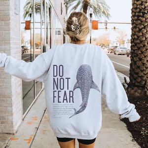 Beachy Sweatshirt Faith Over Fear Christian Crewneck Whale Shark Sweatshirts Whale Shark Hoodie Ocean Beach Hoodies Coconut Girl Sweatshirts