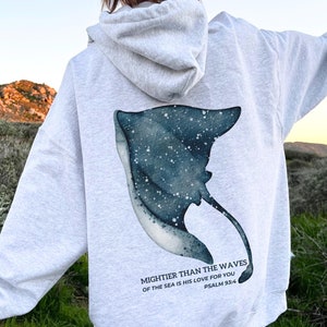 Stingray Hoodie Beachy Hoodies Coconut Girl Jesus Hoodie Christian Crewneck Faith Over Fear Surf Hoodie Coastal Sting Ray Stingray Gifts