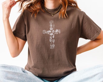 Seashell Cross Shirt Comfort Colors Beach Shirt Christian Merch Jesus Loves You Coconut Girl Coastal Apparel Beachy Shirts Shell Cross Gifts