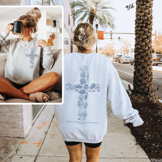 Beachy Sweatshirts Christian Crewneck Ocean Inspired Style Coconut Girl Clothes Ocean Beach Sweater Sea Shell Shirts Granola Girl Seashells