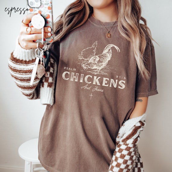 Jesus and Chickens Shirt Chicken Lover Gift Chicken Mom, Christian Streetwear Christian Farmer Funny Christian Chicken Shirt Comfort Colors