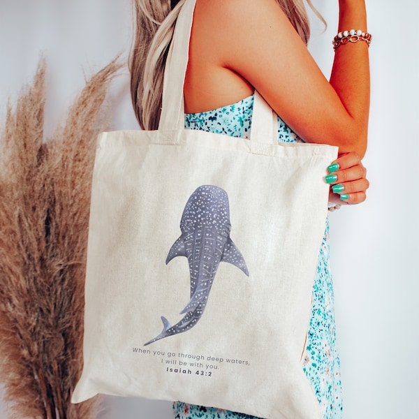 Whale Shark Tote Bag Shark Bag Whale Shark Purse Shark Gifts Cruise Tote Christian Tote Bag Christian Merch Bible Bag Beach Bag Beachy Tote