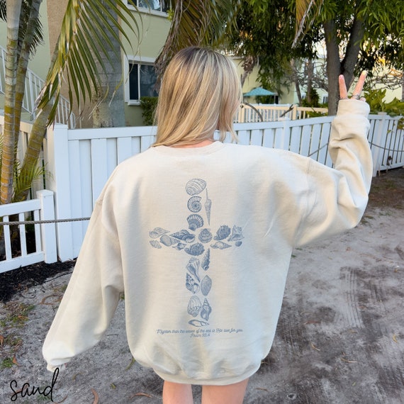 Beachy Sweatshirts Christian Crewneck Ocean Inspired Style Coconut Girl Clothes Ocean Beach Sweater Sea Shell Shirts Granola Girl Seashell