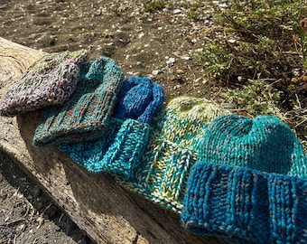 Custom Hand Knit Adventure Beanie: made in the PNW with hand dyed wool