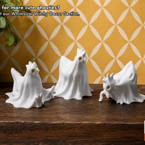 Cat Ghost Desk Buddies • Whimsigoth Decor & Cat Loss Gift • Creepy Cute Weirdcore Figurines • Witchy Cat Lover Present • Pastel Goth image 8