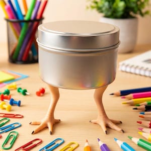 Caja de patas de pollo, mascota de escritorio peculiar y divertido regalo de broma para rarezas de oficina, amuleto de prosperidad de metal decorativo.