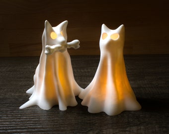 Matching Dog and Cat Light Up Halloween Ghost Lights