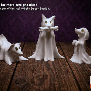 Cat Ghost Desk Buddies • Whimsigoth Decor & Cat Loss Gift • Creepy Cute Weirdcore Figurines • Witchy Cat Lover Present • Pastel Goth image 6