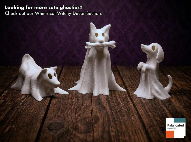Cat Ghost Desk Buddies • Whimsigoth Decor & Cat Loss Gift • Creepy Cute Weirdcore Figurines • Witchy Cat Lover Present • Pastel Goth image 6