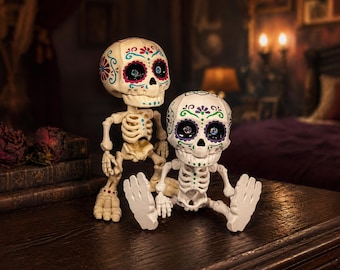 Creepy Cute Pastel Goth Desk Buddy: Articulated Skeleton ADHD Fidget Tool for Office, Coworker Gag Gift, Gothic Tactile Sensory Item Decor
