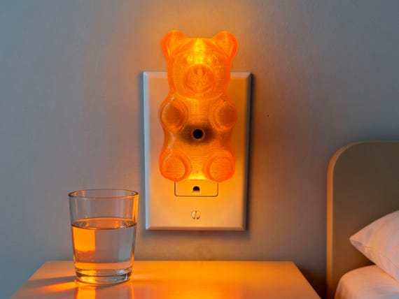Gummy Bear Night Light: Dopamine Decor Funky Home Accent Plug In Luminary, Kidcore Aesthetic Room Vibe, Retro Kitsch Glowing Candy Art