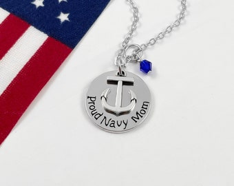 Proud Navy Mom Necklace