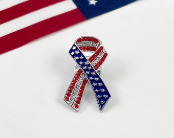 Adorable American Ribbon Pin