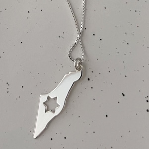 Collier carte juive d'Israël - I Stand With Israel Collier - Cadeau de soutien à Israël - Cadeau juif - Carte d'Israël - Fabriqué en Israël - ישראל חי