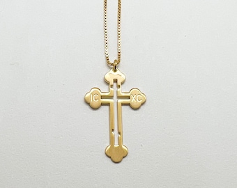 スターリングシルバー ギリシャ正教十字架ネックレス：イエス