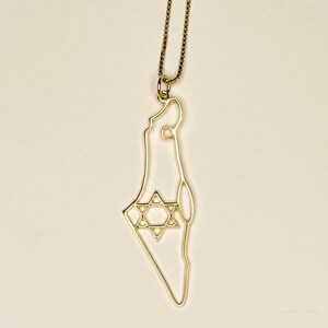 Ik sta met Israël-ketting - één regel Israël Magen David-ketting - steun Israël-ketting - Joods cadeau - kaart van Israël - Magen David-ketting