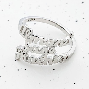 Anillo para mamá con nombres de niños - Plata de ley - Regalo para mamá - Anillo para mamá - Joyas con nombre - Nombres recortados en la banda - Día de la madre - Joyas para mamá