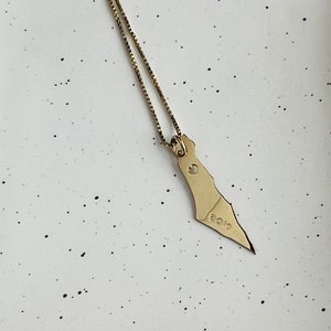 Collier prénom carte d'Israël - Collier I Stand With Israel - Chaîne de soutien Israël - Cadeau juif - Carte d'Israël - Collier I love Israel - Chag