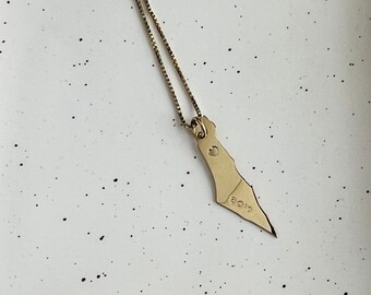 Sterling Silver Israel Map Name Necklace: Jewish Jewelry Gift
