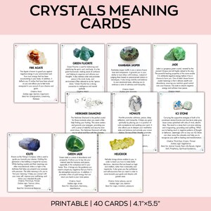 40 Editable Crystal Meaning Cards, Printable Gemstone Meaning Cards ...