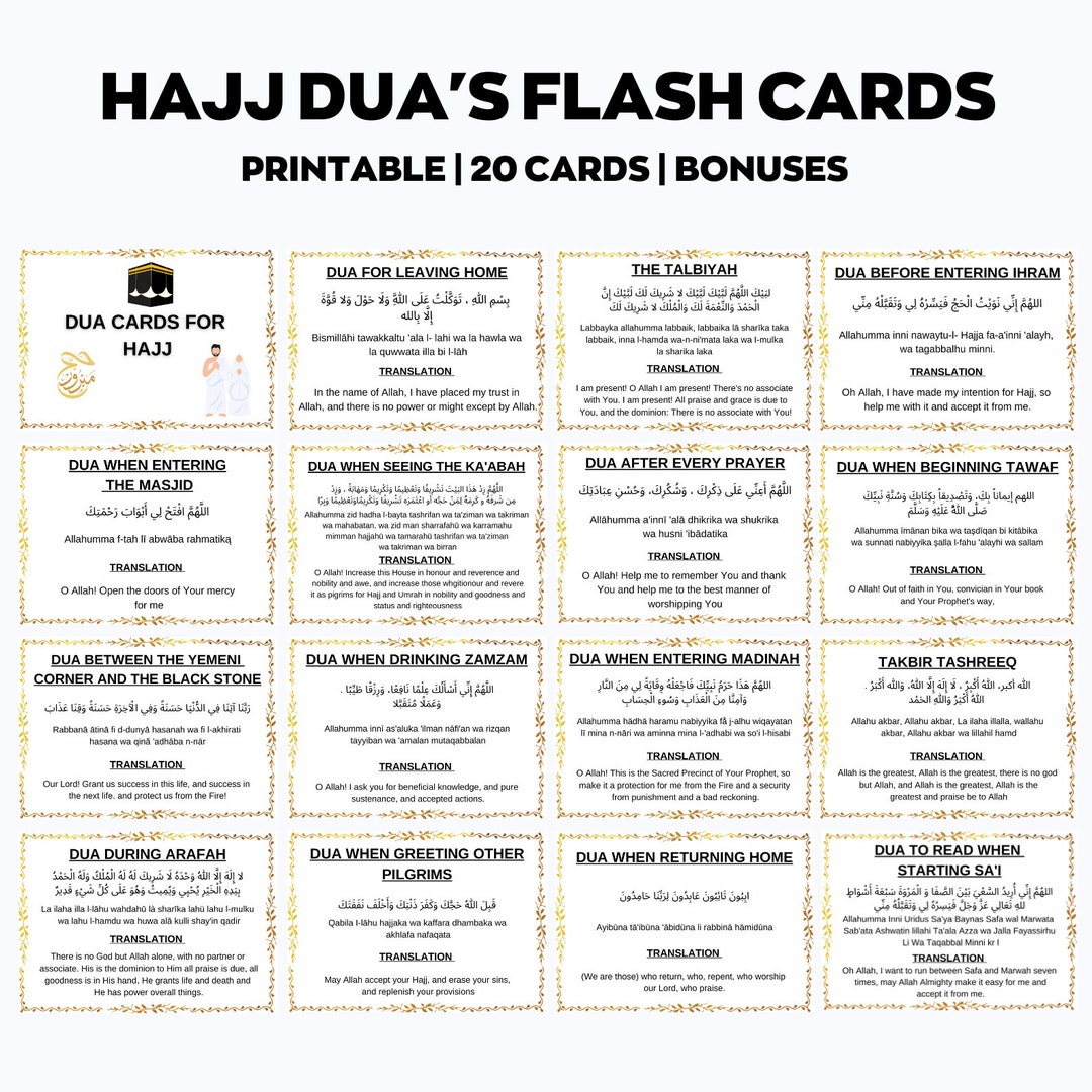 Hajj/umrah Duas Printabl, Dua Umrah Cards, Dua Cards Printable, Umrah ...