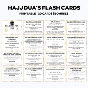 Hajj/Umrah Duas Printabl, carte Dua Umrah, carte Dua stampabili, Umrah Duas digitale, guida di Umrah, libro di Umrah, Duas per Umrah, flashcard Umrah