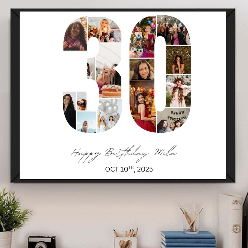 30th Birthday Photo Collage Template, 30th Photo Collage Template ...