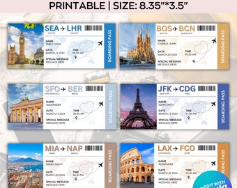 Editable Boarding Pass Template, Printable Boarding Ticket, Canva Boarding Pass Surprise Trip, Airline Ticket Canva, Digital Download