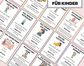 German Islam cards for children for Ramadan,Kids Dua Cards, Islamic Kids Printables, Duas for Kids, Dua Flashcards,Daily Duas for Kids