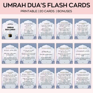 Umrah Duas para impressão, Cartões Umrah, Cartões Dua para impressão, Umrah Duas Digital, Guia Umrah, Livro Umrah, Duas para Umrah, Flashcards Umrah
