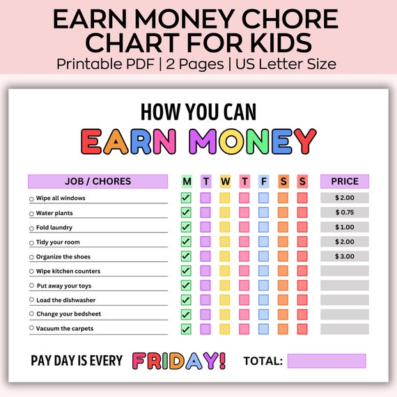 Editable Kids Chore Chart, Kids Daily Weekly Schedule,  Responsibility Chart, Kids Daily Routine Checklist
