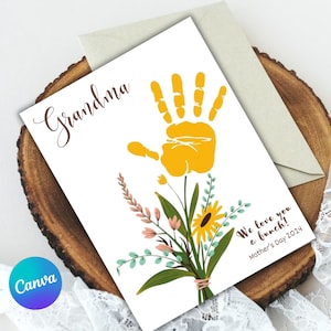 Moederdag handafdruk teken, aangepaste houten handafdruk boeket, mama handafdruk kunst, activiteitenpagina, Moederdag ambachtelijke activiteit