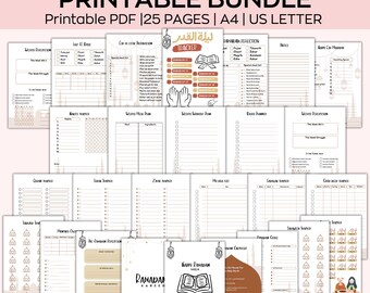 Planificador de Ramadán imprimible, diario de Ramadán, planificador musulmán digital, registro de ayuno, calendario de Ramadán, registro de oraciones, diario de Ramadán