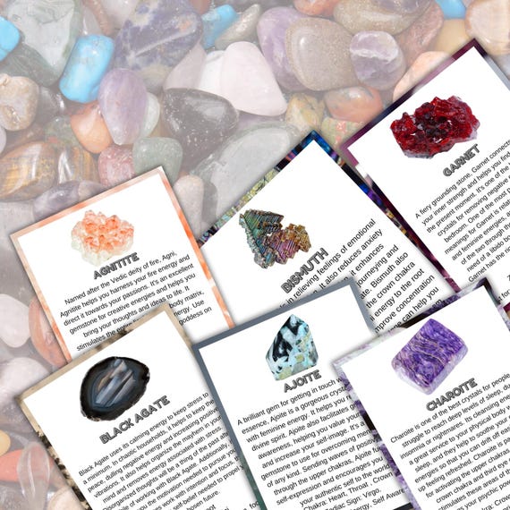 120 Printable Crystal Meaning Cards, Printable Gemstone Meaning Cards, Personal and Commercial Use, Crystal Healing and Wellness Guides