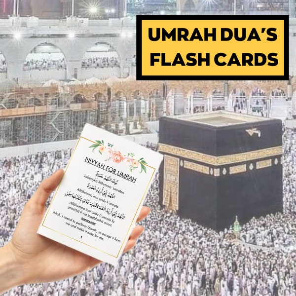 Umrah Duas Printable, floral Umrah Cards, Dua Cards Printable, Umrah Duas Digital, Umrah Guide, Umrah Book, Duas for Umrah, Umrah Flashcards