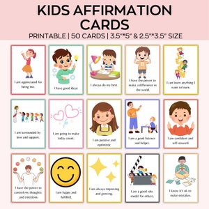 Kinder druckbare positive Affirmationskarten, Ermutigungskarten für Kinder, motivierende Karten, positive Affirmation für Kinder, tägliche Affirmation