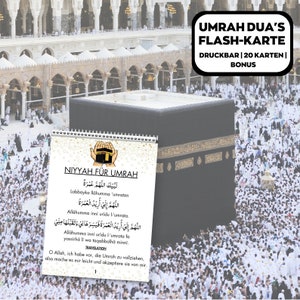 Umrah Duas para impressão, cartões Umrah alemães, cartões Dua para impressão, Umrah Duas Digital, Guia Umrah, Livro Umrah, Duas para Umrah, Flashcards Umrah