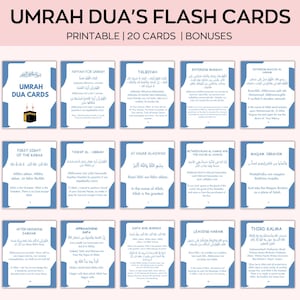 Umrah Duas para impressão, Cartões Umrah, Cartões Dua para impressão, Umrah Duas Digital, Guia Umrah, Livro Umrah, Duas para Umrah, Flashcards Umrah
