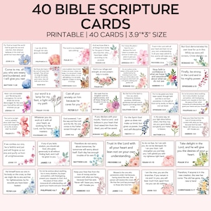 40 tarjetas de escritura bíblica, versículo bíblico de aliento, tarjetas de versículos bíblicos, estudio bíblico imprimible, oración imprimible, versículo de memoria bíblica