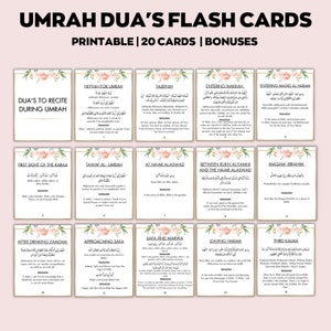 Umrah Duas do druku, karty Umrah, przewodnik Umrah, książka Umrah, Duas dla Umrah, fiszki Umrah, islamskie karty Dua, transliteracja na język angielski