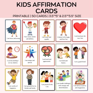 Tarjetas de afirmación positiva imprimibles para niños, tarjetas de aliento para niños, tarjetas motivacionales, tarjetas de positividad para niños, afirmación diaria
