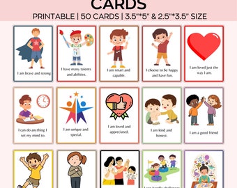 Cartes d'affirmation positives imprimables pour enfants, Cartes d'encouragement pour enfants, Cartes de motivation, Cartes d'affirmation positive pour enfants, Affirmation quotidienne