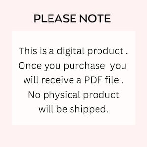 Puede incluir: Aviso de producto digital con el texto "PLEASE NOTE" en la parte superior. El texto de abajo indica que es un producto digital, que se recibir&aacute; un archivo PDF tras la compra y que no se enviar&aacute; ning&uacute;n producto f&iacute;sico.
