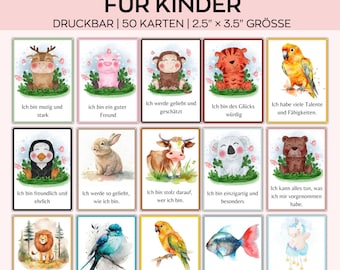 50 Affirmationskarten für Kinder, positive Affirmationskarten für Kinder, Positivitätskarten für Kinder, Lernkarten für Kinder