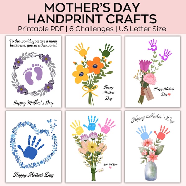 Mother's Day Printable, Mother's Day Handprint Art Mothers Day Gift, Mommy Hand & Foot Print Art, Mothers Day Craft Activity