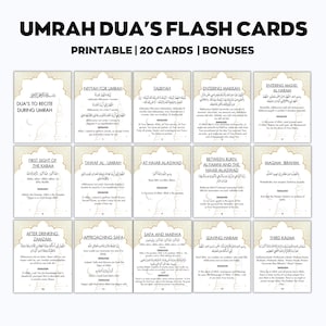 Umrah Duas druckbare, Blumen Umrah Karten, Dua Karten druckbare, Umrah Duas Digital, Umrah Führer, Umrah Buch, Duas für Umrah, Umrah Karteikarten