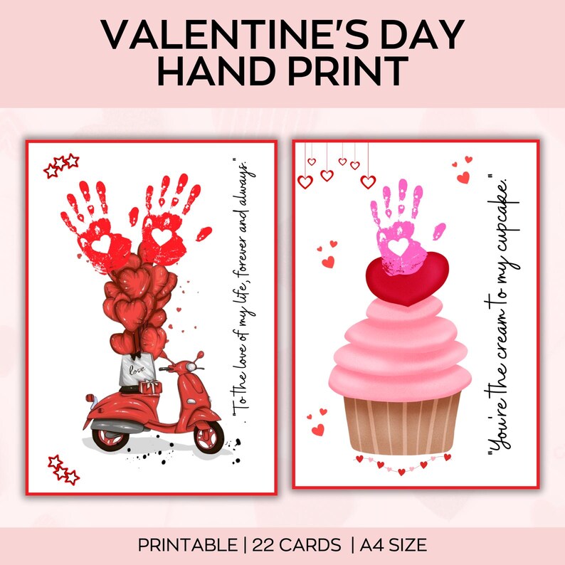 Valentine Handprint Craft Printable Bundle, Valentine Day Handprint ...