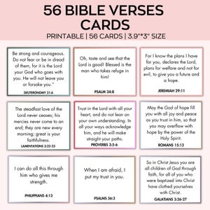 56 Tarjetas de Escrituras Bíblicas, Versículo Bíblico de Aliento, Tarjetas de Versículos Bíblicos, Estudio Bíblico Imprimible, Versículo de Memoria Bíblica, Mini Escritura, Cuidado Personal